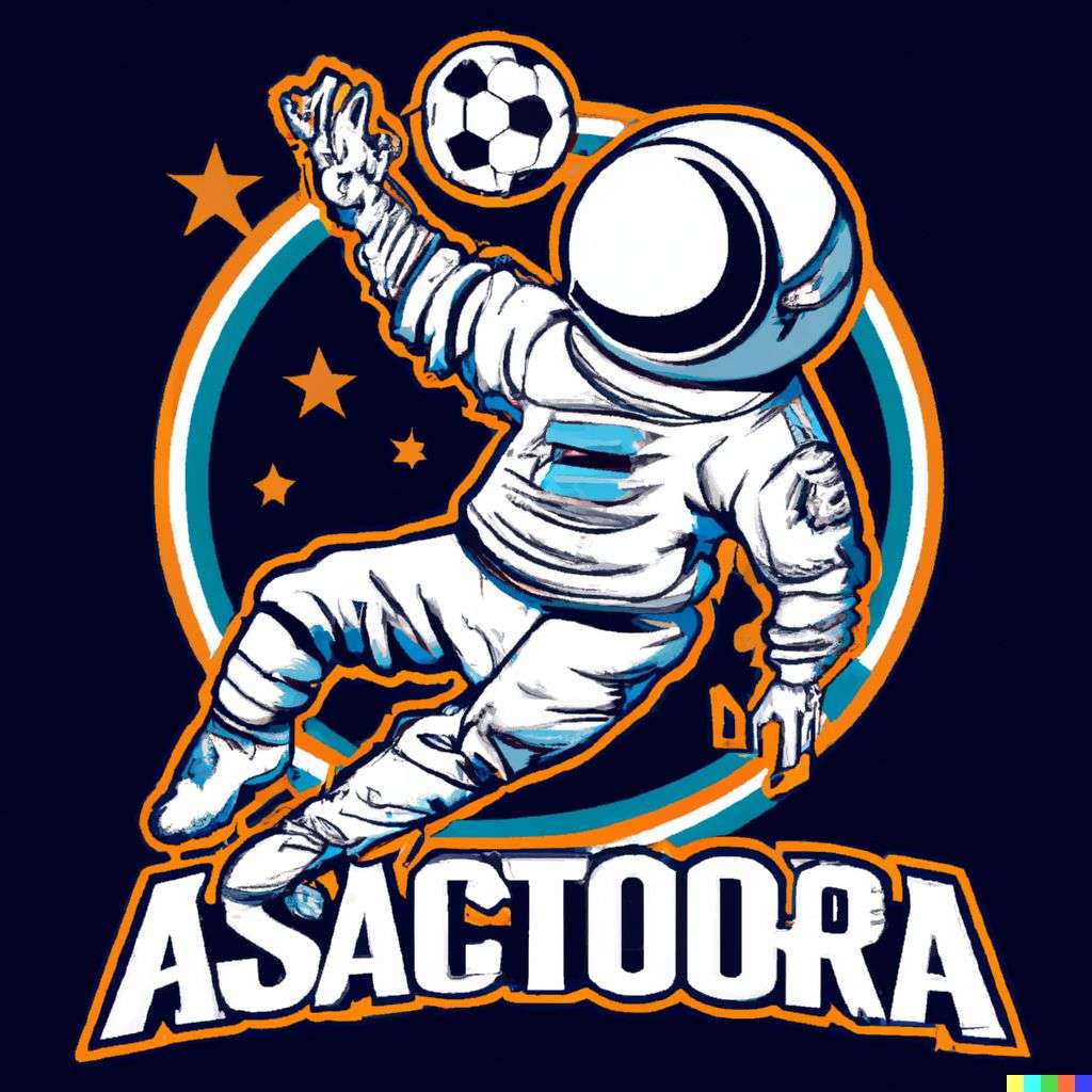 an astronaut, soccer team emblem design